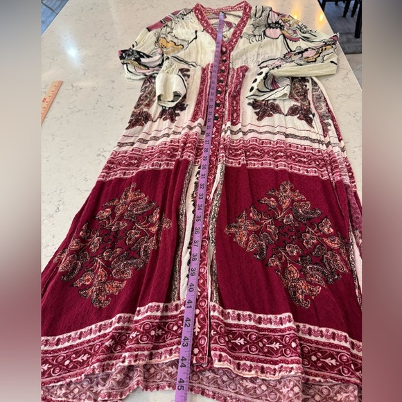 Free People C'est Moi Mixed Print Maxi Top Womens Sz XS Button Up Cardigan Dress - Picture 14 of 15